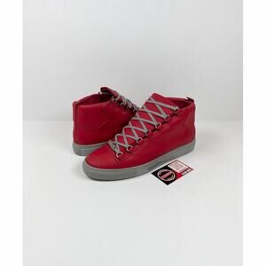 Red High-Top Men's Sneakers with Gray Sole